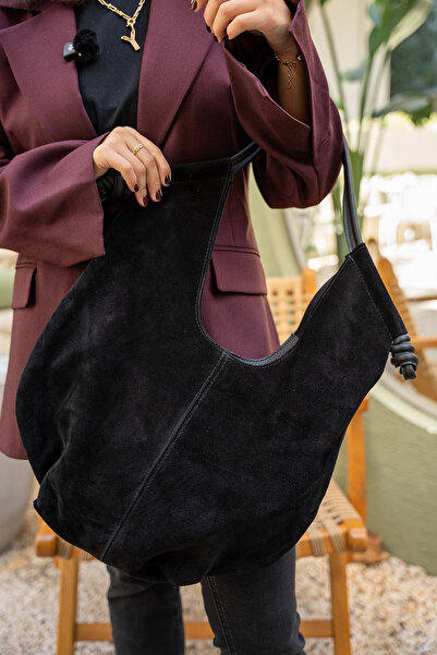 LAMİNTA Bees Black Leather Women's Genuine Leather Shopier Handbag