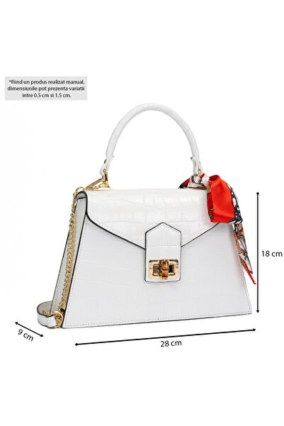Posete Fagaras Noemi Leather Purse - White, Casual Bag Made of Genuine Leather, Handbag, Bags