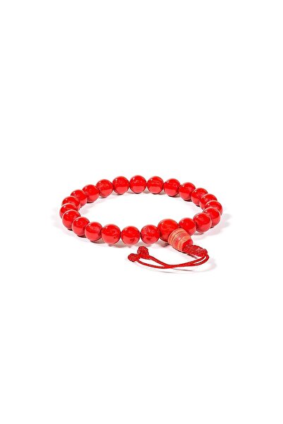 Bracelet Adjustable mala/bracelet, coral 21 beads -- 0.8 cm