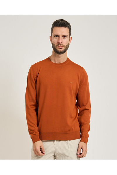 BOSS Men's Basic Wool Round Neck Orange1 Sweater 50476364-809