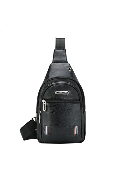 Zen Store BLACK New Fashion Men's PU Leather Crossbody Chest Shoulder Sling Bag (Waterproof)