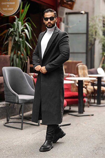 Endap Men's Long Anthracite Cashmere Coat