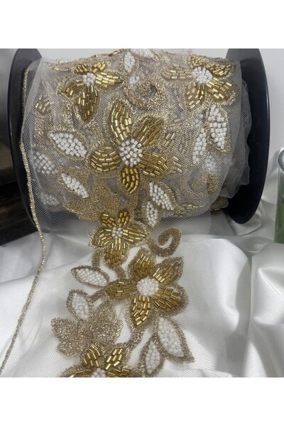 jasmina store nakışlı boncuk işlemeli dantel şerit