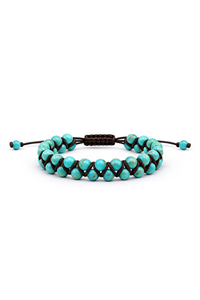 HANNY Braided bracelet with 6 mm turquoise stone
