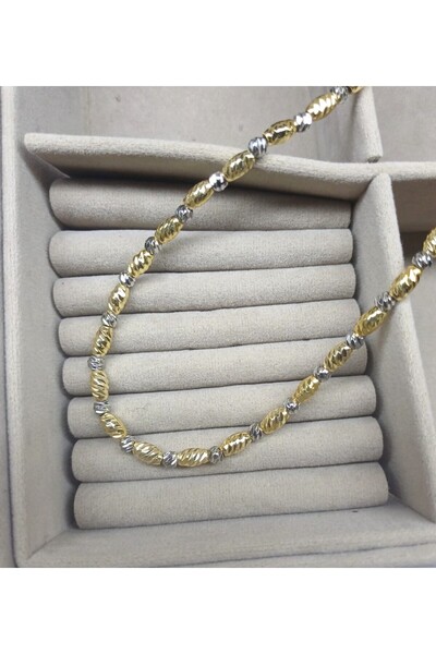 BEBİ BİJUTERİ قلادة دوريكا الفولاذية عالية الجودة بلونين فضي وذهبي