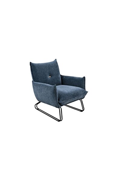 Danube Home Javon 1 Seater Fabric Sofa - Blue, Solid Wood & Metal, 75x81x79cm, 2 Year Warranty, Modern Design