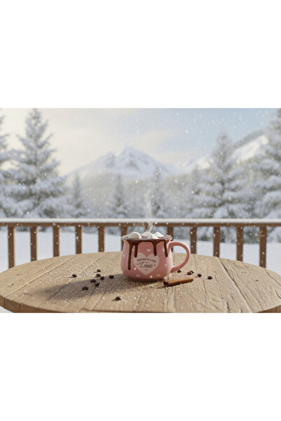 Elista Ceramic Cup with Handle Heart Pattern 250 Cc