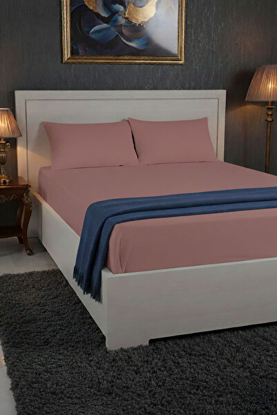 FAVORA 100% Cotton Ranforce Premium Double Elastic Sheet Set - Powder