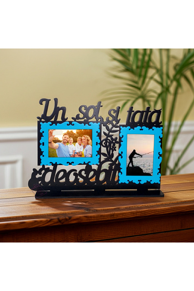 damoro Desk photo frame, A husband and father, Wood, black/blue