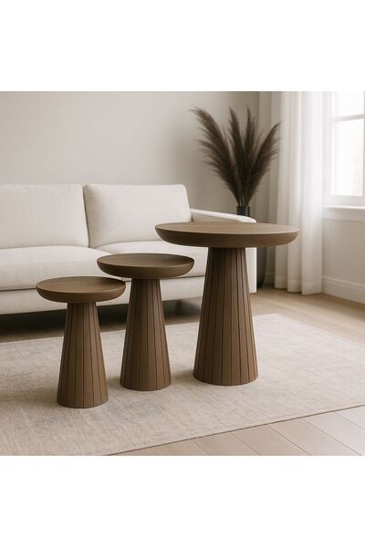 Trendcüzdan MANTAR SEHPA ÇİZGİLİ TREND CEVİZ 3 PARÇA