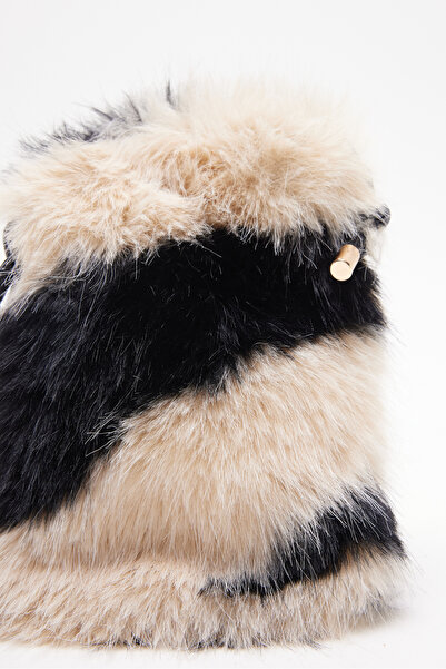 PAULMARK Γυναικεία βελούδινη τσάντα με σχέδιο ζέβρα