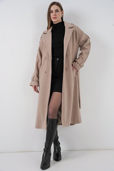 Hiccup Bdart Double-Breasted Lapel Buttoned Cashmere Coat