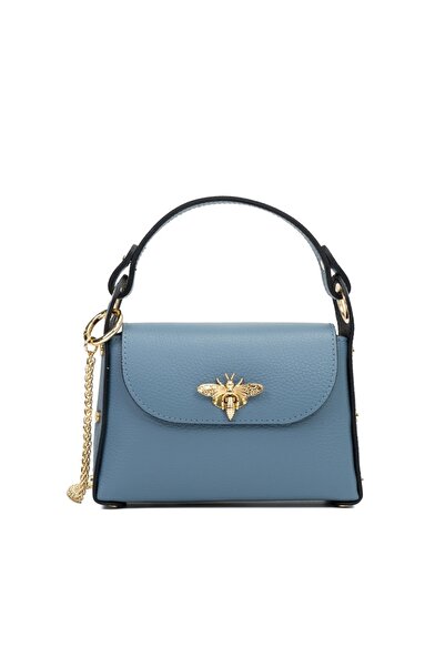 Posete Fagaras Alma Leather Purse - Light Blue, Casual Bag Made of Genuine Leather, Handbag, Bags
