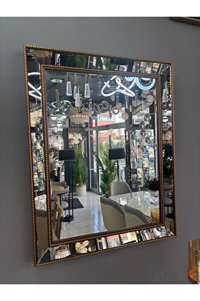 Amisos Dekor Gold Çerçeveli Dekoratif Ayna – 70×50 cm Modern Duvar Aynası