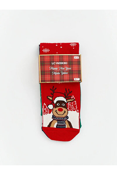 LC Waikiki Lcw Accessories Mixed Christmas Themed Men's Socks 3-Piece