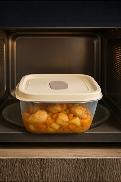 Orvila Cream 4-Piece Vacuum Sealed Storage Container with Lid Food Organizer Set 1L, 1.5L, 2L, 2.5L