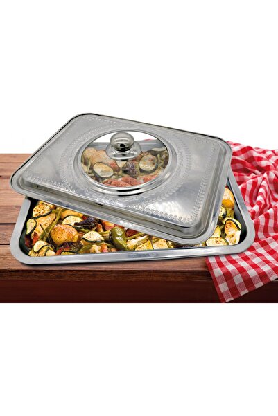 vanora Oven Tray With Lid, Stainless Steel, 39X29X7, Home