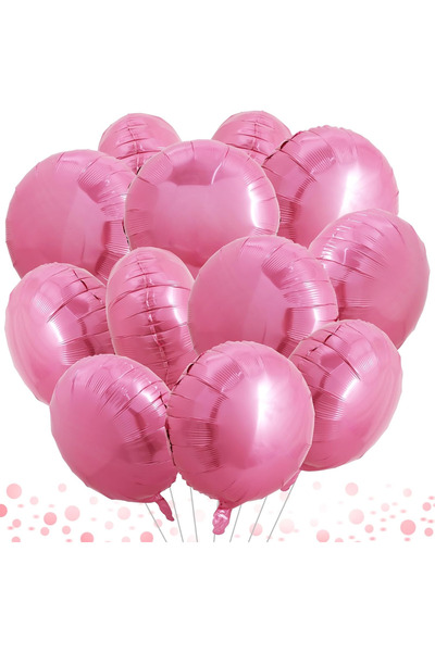 BALON DİYARI 5Pcs Pink Round Foil Balloon Compatible with Air and Helium Stylish