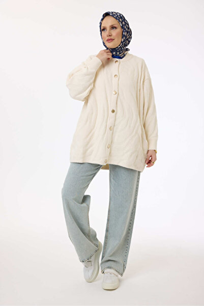 My City 44034 - Stylish Comfortable Buttoned Soft Women's Knitwear Long Cardigan