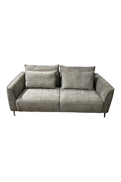 Danube Home Jamir 3 Seater Fabric Sofa - Light Brown, Stylish Wood & Metal Frame, 2 Year Warranty, 203x91x96cm