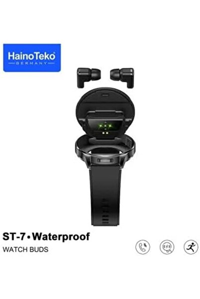 HAINOTEKO ST-7 Waterproof Smart Watch with Integrated Earbuds (Black)