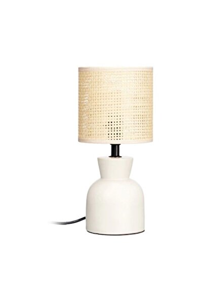 GIFTDECO Lampă de masă din ceramică, efect de lemn, formă ovală, culoare maro