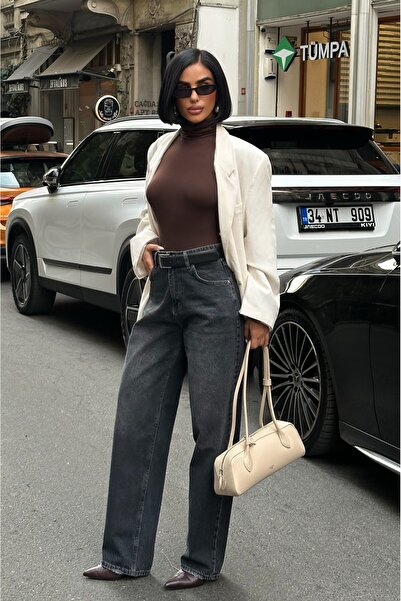 MEECY Women Baggy Jean High Waist Palazzo Stretchy Denim Pants