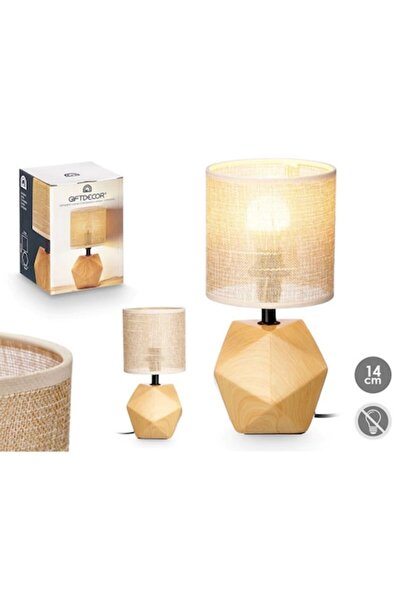 GIFTDECO Modern brown wood-effect table lamp, 28 cm, GiftDecor, ceramic