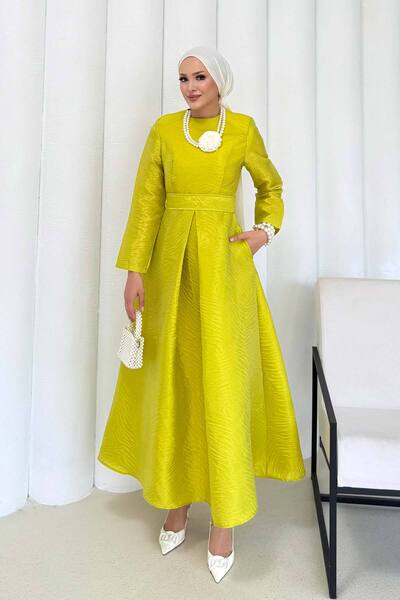 Melike Tatar فستان جاكار 3579-1