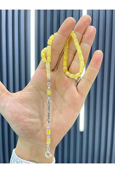 AHMET SİLVER Bilek Boy 925 Ayar Gümüş Püsküllü Orjinal Damla Kehribar