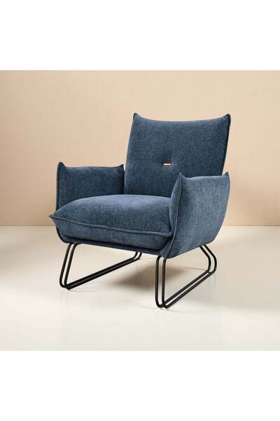 Danube Home Javon 1 Seater Fabric Sofa - Blue, Solid Wood & Metal, 75x81x79cm, 2 Year Warranty, Modern Design