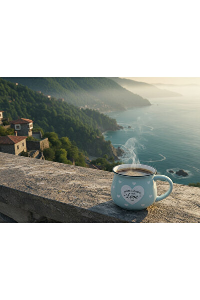 Elista Ceramic Cup with Handle Heart Pattern 250 Cc