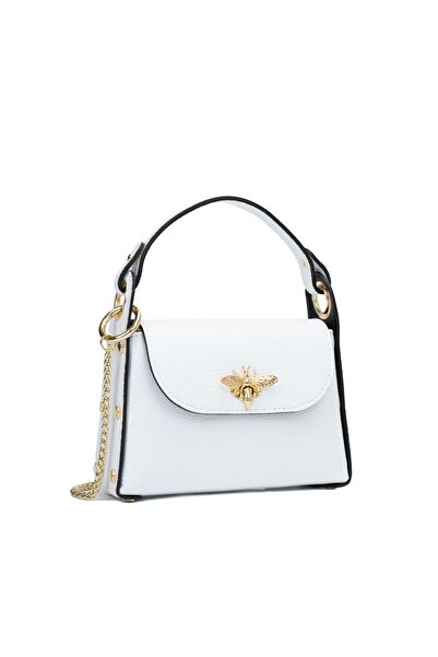 Posete Fagaras Alma Leather Purse - White, Casual Bag Made of Genuine Leather, Handbag, Bags