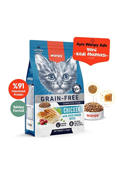 Wanpy Tavuklu Tahılsız Yavru Kedi Maması 1.5 Kg