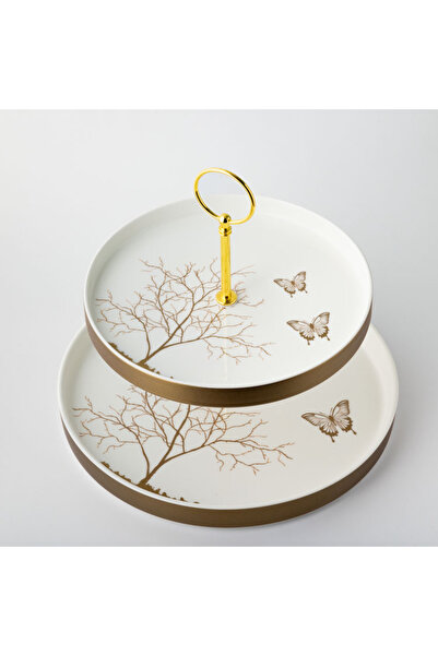 Moon House Double cake stand with butterfly print