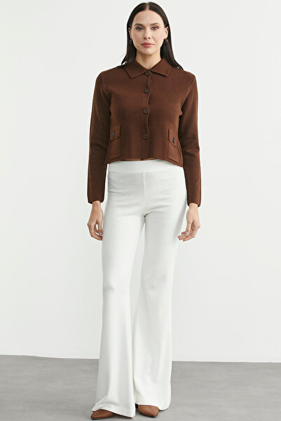 Sementa Buttoned Pocket Detailed Knitwear Jacket - Brown