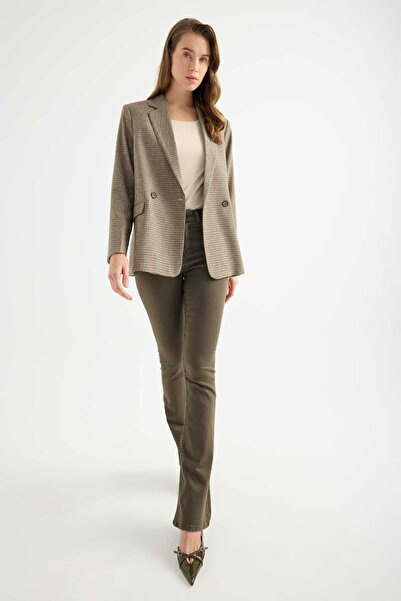 Masha Kate Wool Houndstooth Blazer Jacket