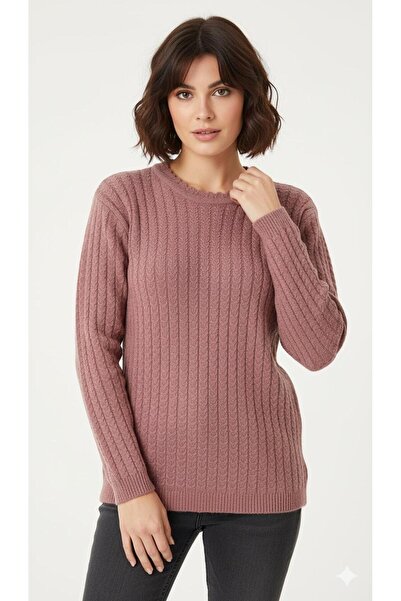 Genel Markalar SAÇ ÖRME MODEL BİSİKLET YAKA YÜN TRİKO KAZAK