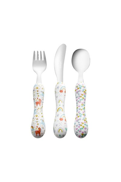 Karaca Unicorn 3 Piece Children's Fork Spoon Knife Set
