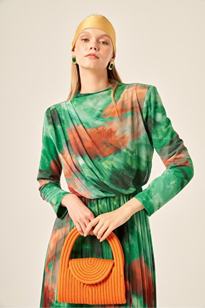 FTZ WOMEN Women's Lycra Tulle Dress Light Green 30417