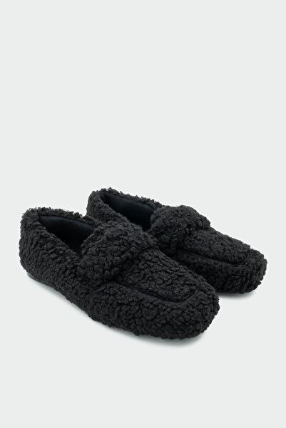 LAMİNTA Alfy Black Women's Plush Home Slippers