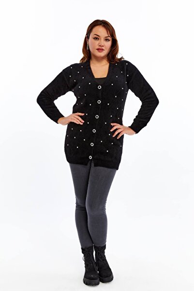 Laden Knitwear Women's Bearded Rope Stone Thick Coat Winter Mother Cardigan