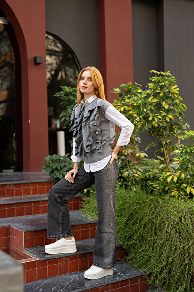 Butik Suat Yanları Taş Baskı Detaylı Kot Pantolon