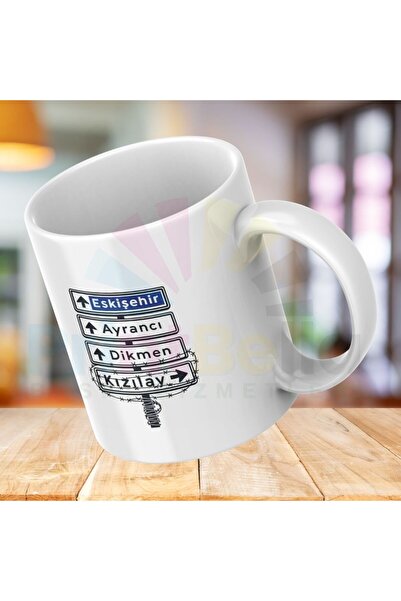 N QUEEN COLLECTION Kızılay Sign Designed Mug – Humorous Modern Illustration |   Sublimation Printing White Mug