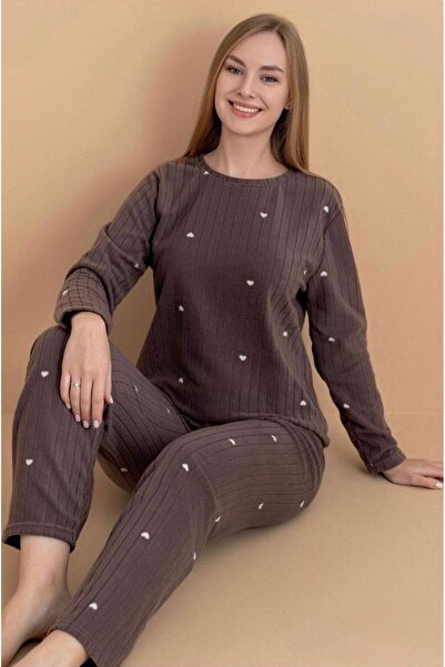 İNKO İÇ GİYİM Polar Crew Neck Patterned Soft Pajama Set