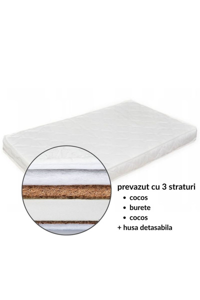 Royal Baby Mattress Air Konfort Relax 2x Coconut Fiber, Anti-Allergic and Washable Cover 120x60x10 CM