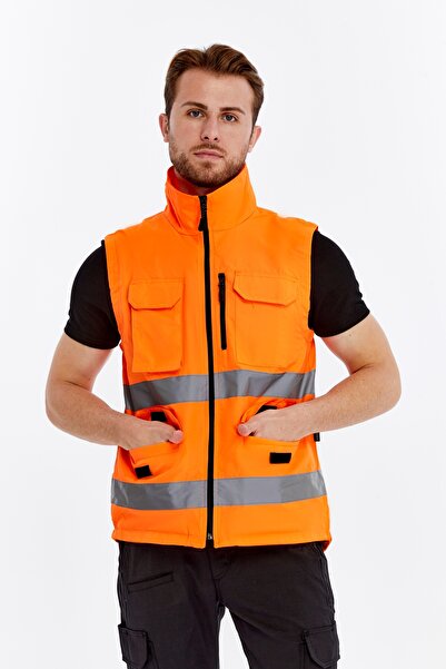 Uniprom Engineer Vest Executive Warning Vest Nora Model Reflective Neon Orange