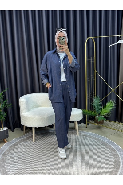LY LEYO TEKSTİL Chitchitli Soft Denim Shirt Set