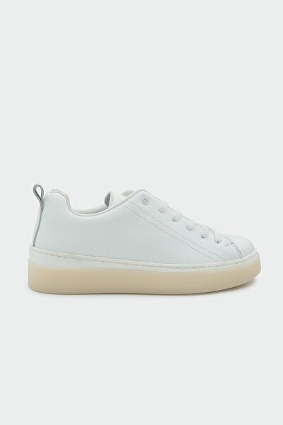 LAMİNTA Skye White Genuine Leather Flat Sneakers