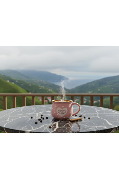 Elista Ceramic Cup with Handle Heart Pattern 250 Cc